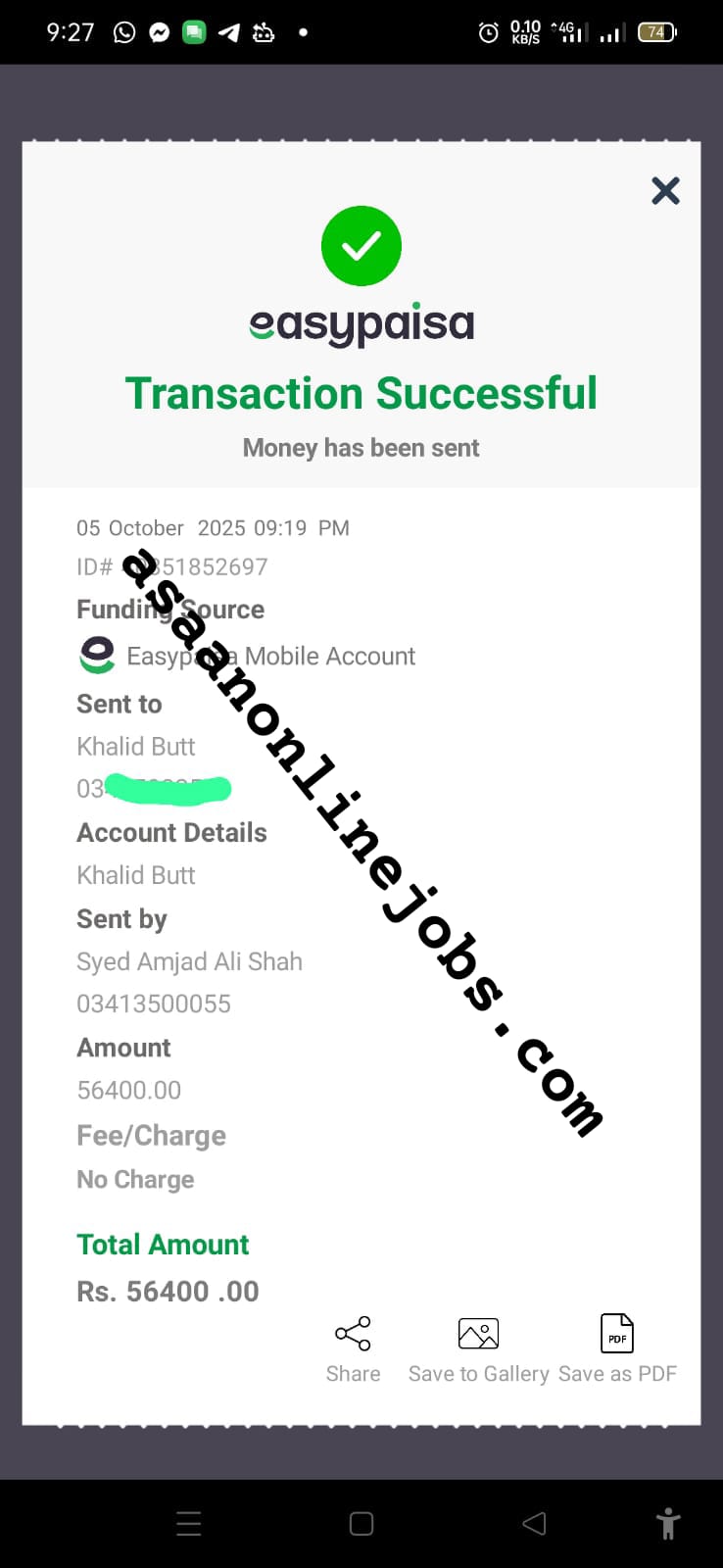 Payment Proof Rs.56,400