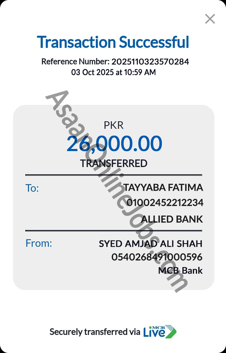 Payment Proof Rs.26,000