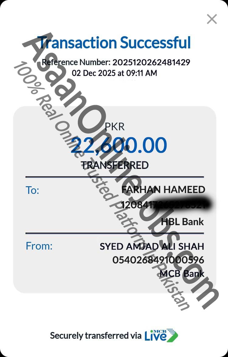 Payment Proof Rs.22,600