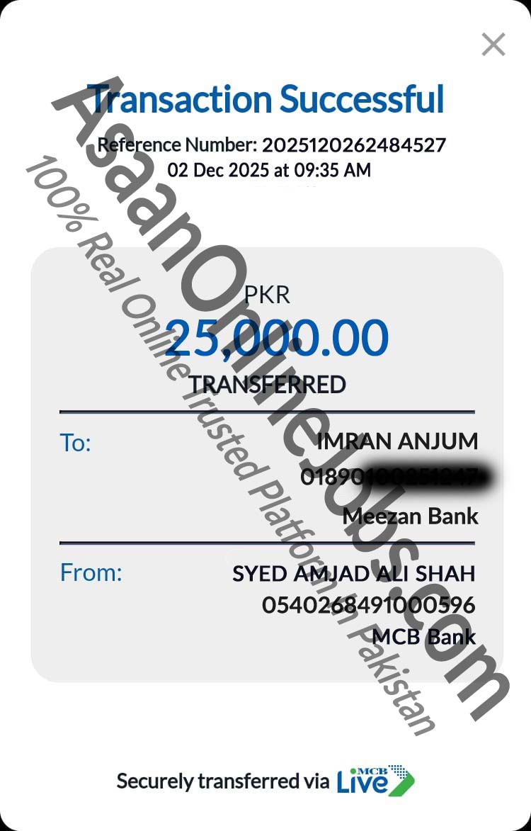 Payment Proof Rs.25,000